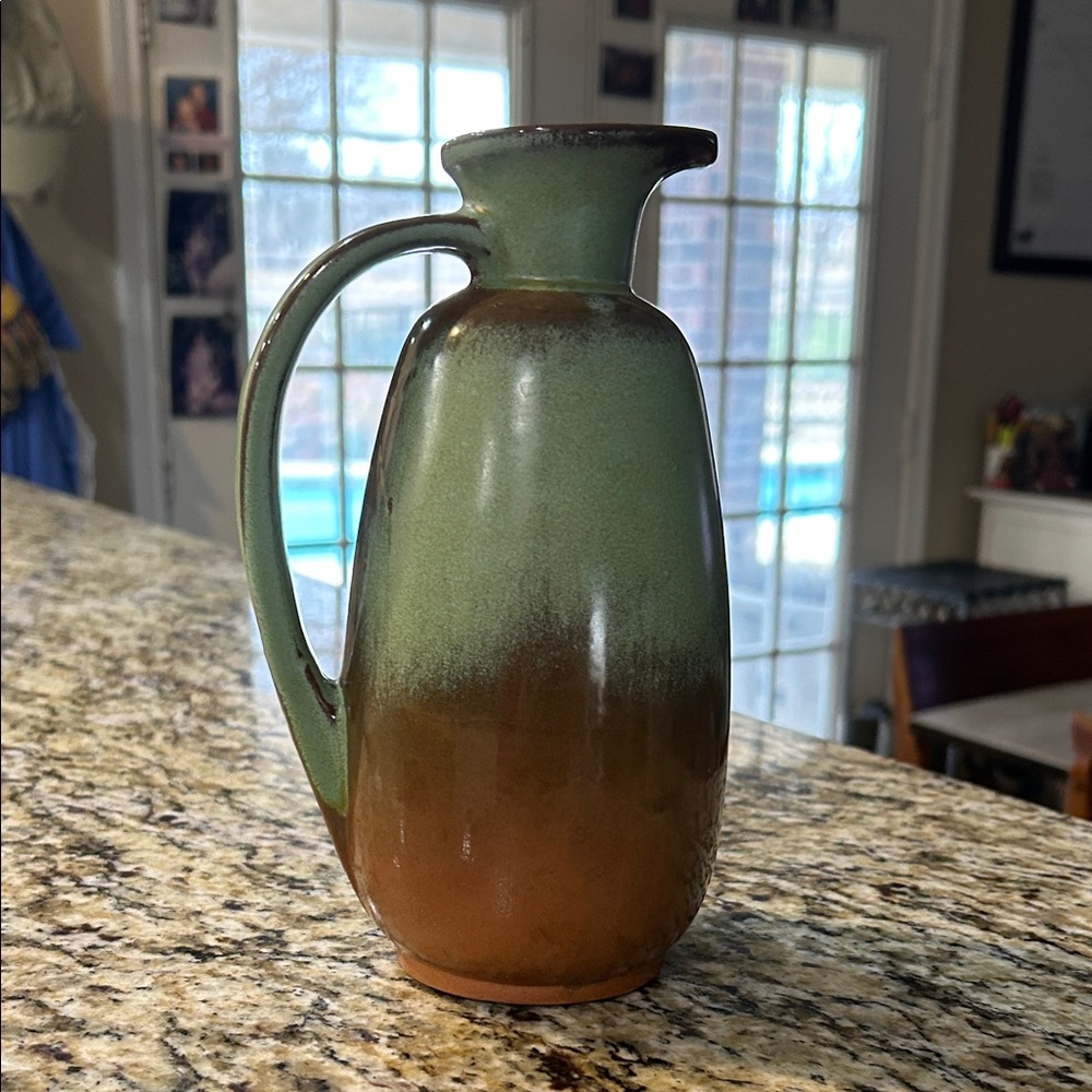 Vintage Frankoma Pottery #835 Green and Brown Ceramic Pitcher